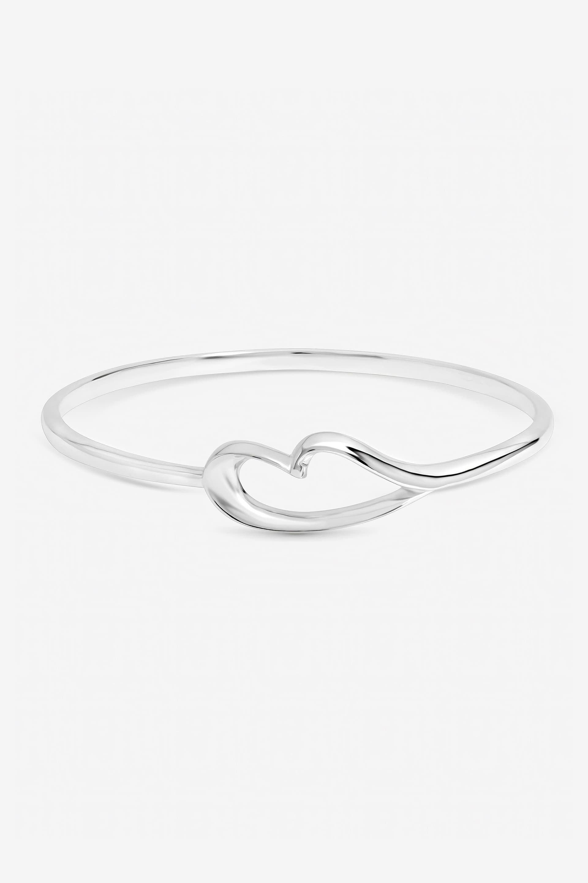 Inicio Inicio Silver Polished Heart Bangle - Gift Pouch