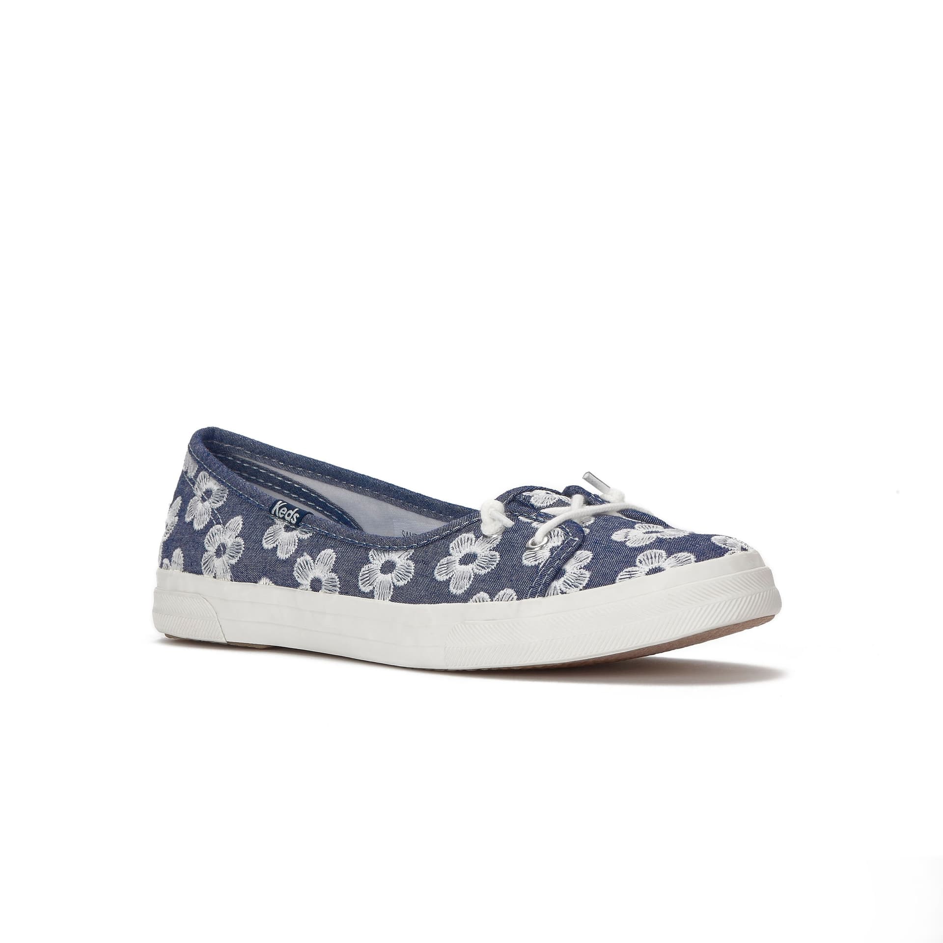 keds Keds Women's Rillax Champion Mini Chambray Floral Embroidery Sneaker in Blue