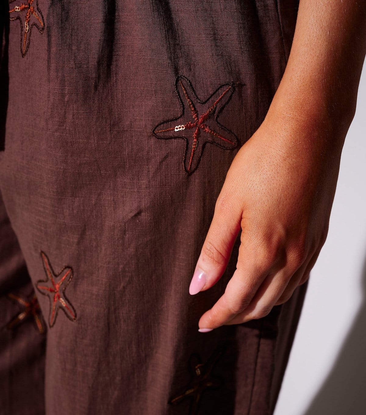 South Beach Women's Brown Starfish Embroidered Wide Leg Trousers South Beach New Look - 4