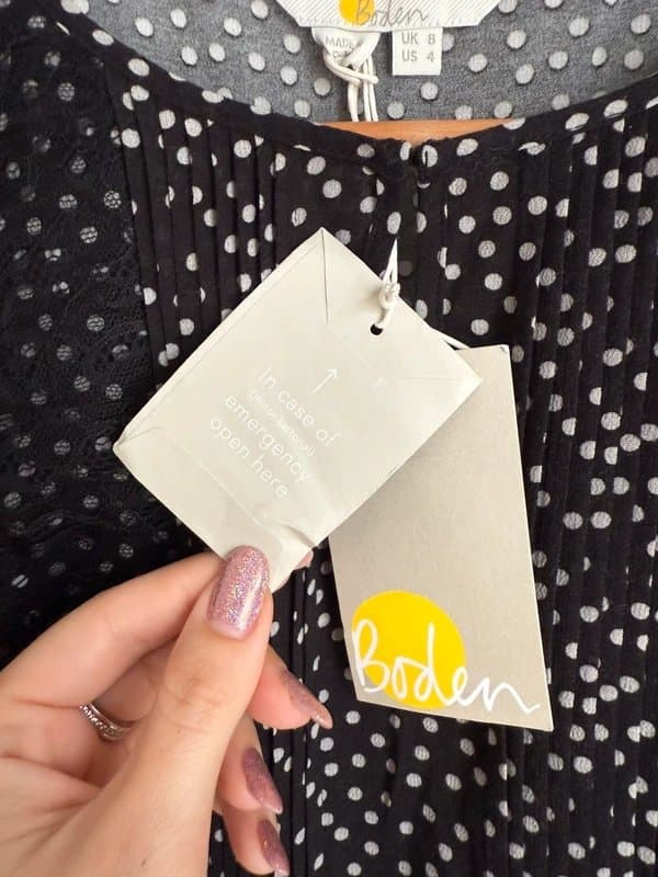 Boden Beautiful Size 8 Boden Spotted Blouse Top Lace Detail 3/4 Sleeve New with Tags!