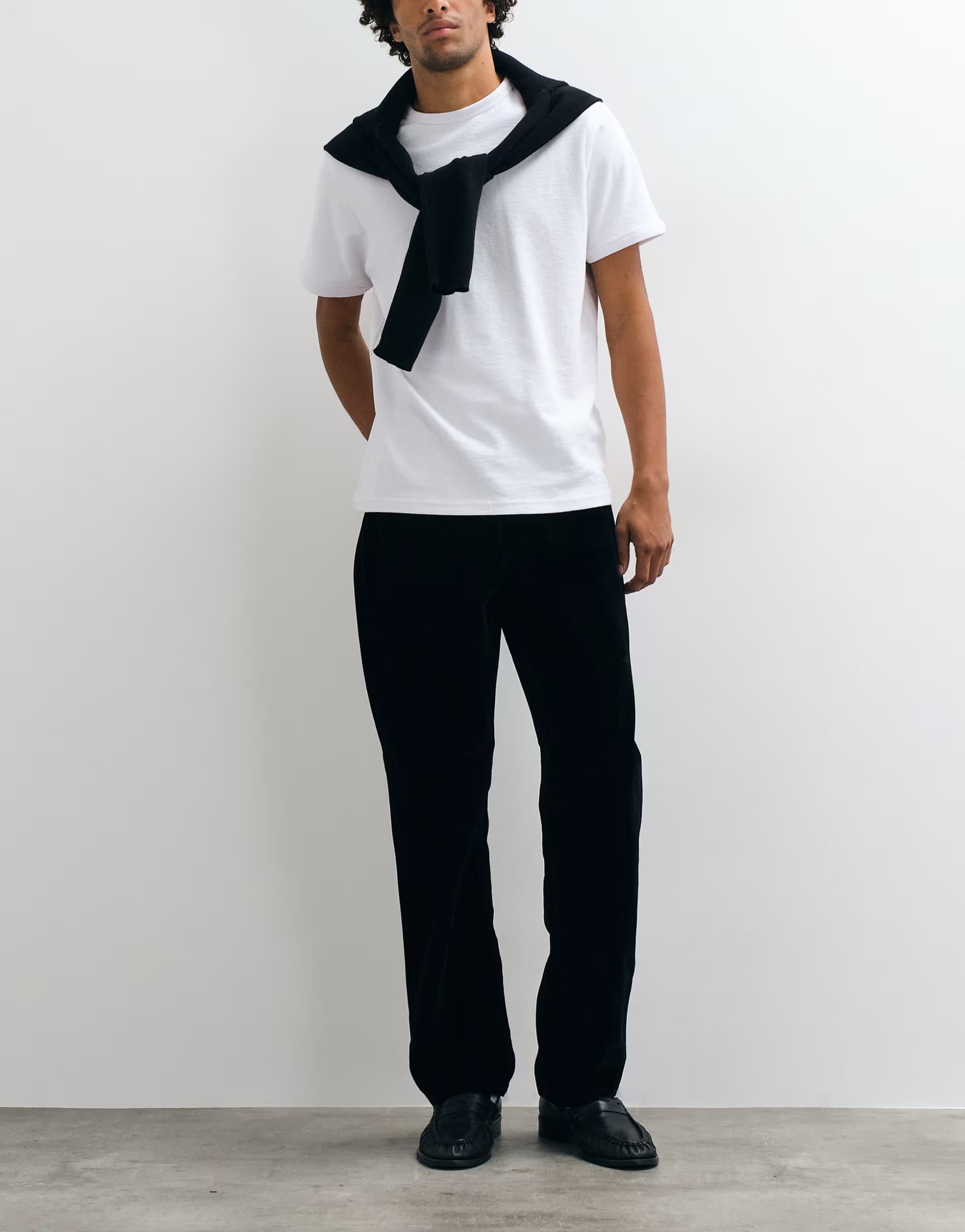 ASOS ASOS DESIGN straight trousers in black flocked fabric