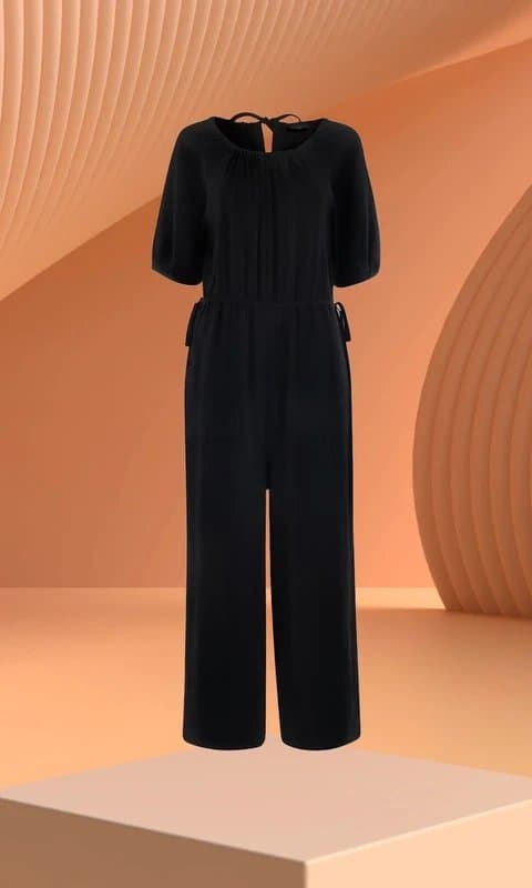 Whistles New (shop floor) Whistles Jumpsuit Black Melissa Gathered Neck Jumpsuit- RRP £139 - UK 20