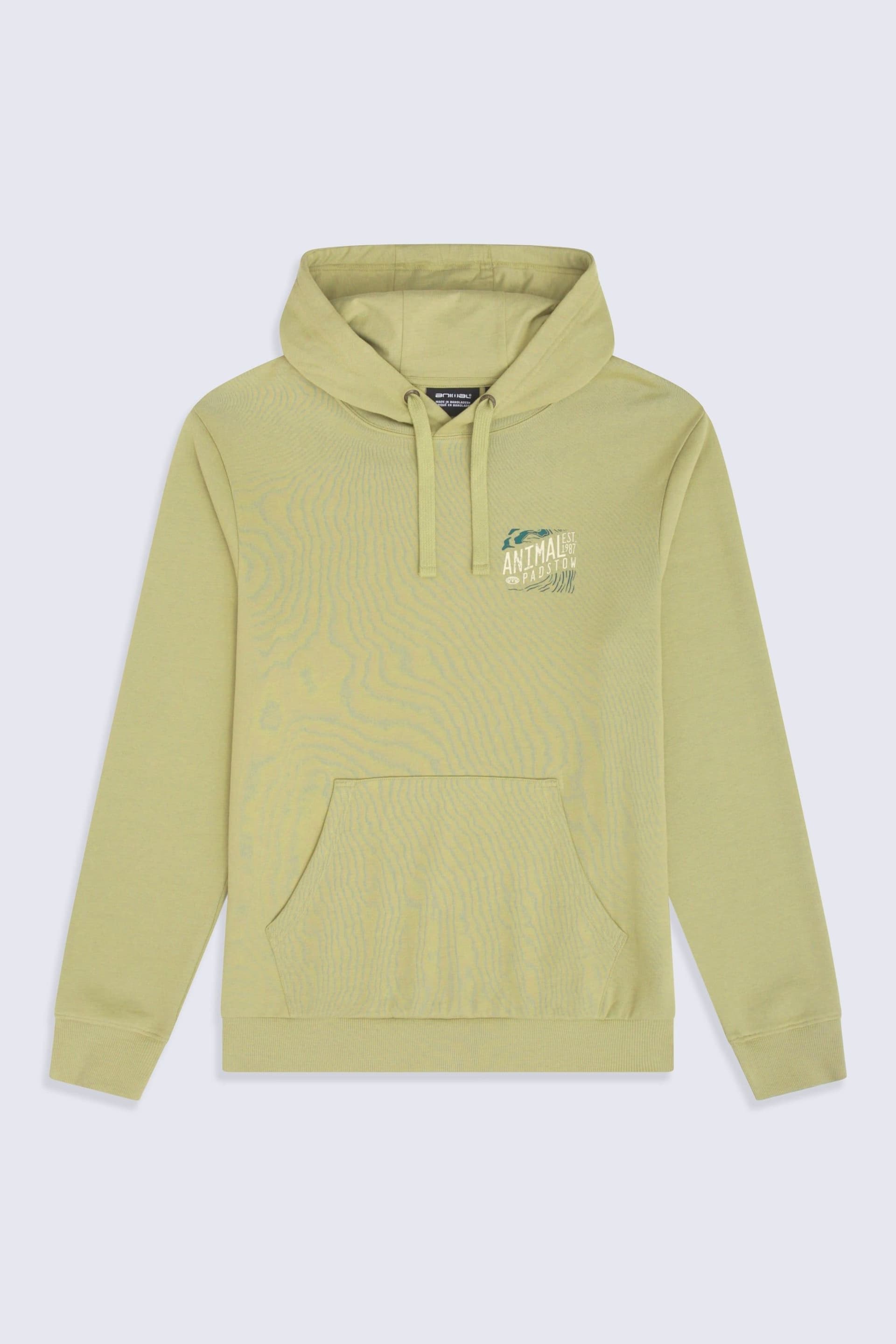 Animal Animal Men's 'River' Padstow Print Comfortable Casual 100% Cotton Graphic Hoodie in Khaki