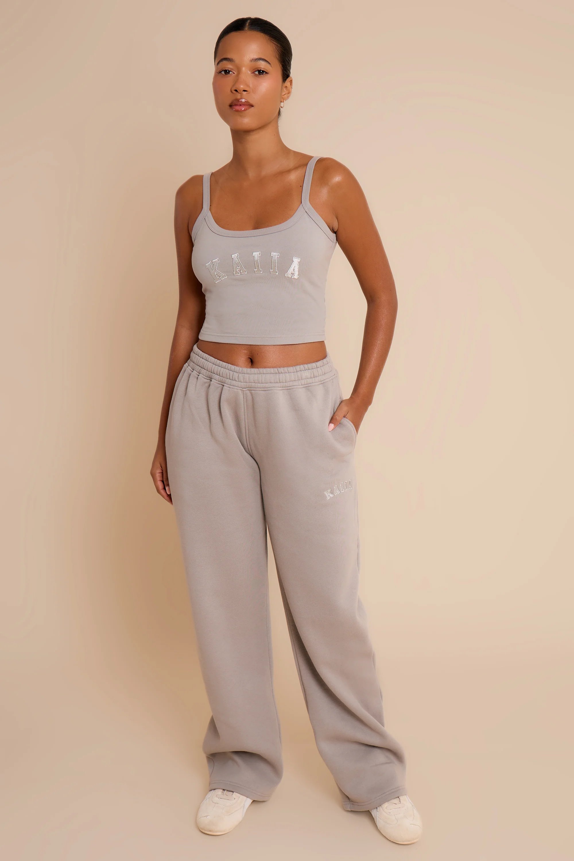 Kaiia Kaiia Logo Cami Top Smoke Grey - 3