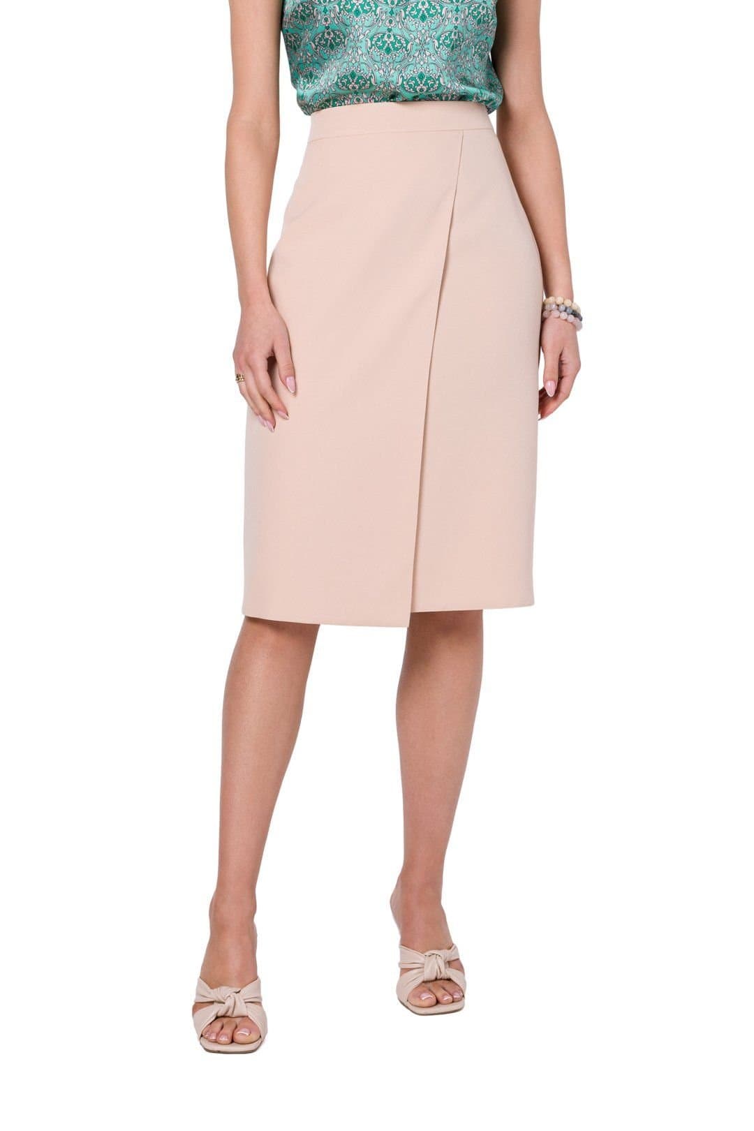 Love Lace Love Lace Beige Asymmetrical A-line Skirt with Double Front