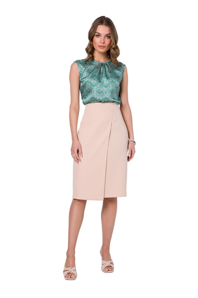 Love Lace Love Lace Women's Asymmetrical Double Front Aline Skirt in Beige - 2