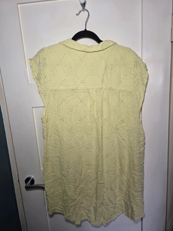 Yours Yours Lemon Broderie Anglaise Sleeveless Blouse Top Boho Summer UK 22 24 Beachy