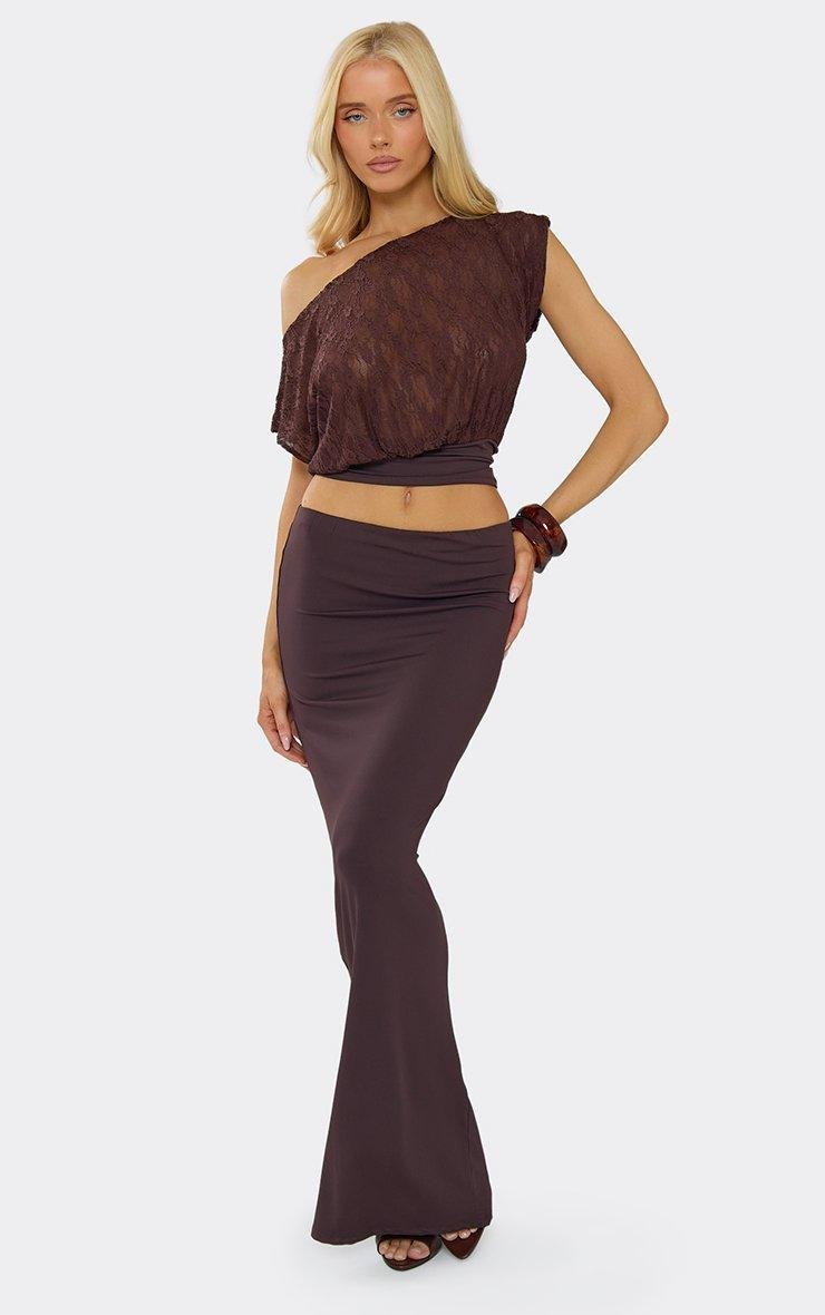 EGO Low Waist Maxi Skirt In Chocolate Brown Slinky, Women's Size UK 6 - 2