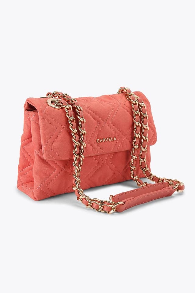 Carvela Carvela Women's 'Rosa Chain Shoulder' Suedette Bag in Orange - 2