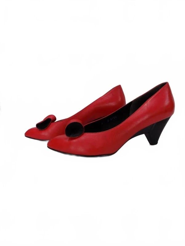 Séducta Red Leather Block Heel Shoes UK 6 US 8 Womens Pointed Court Seducta Made France