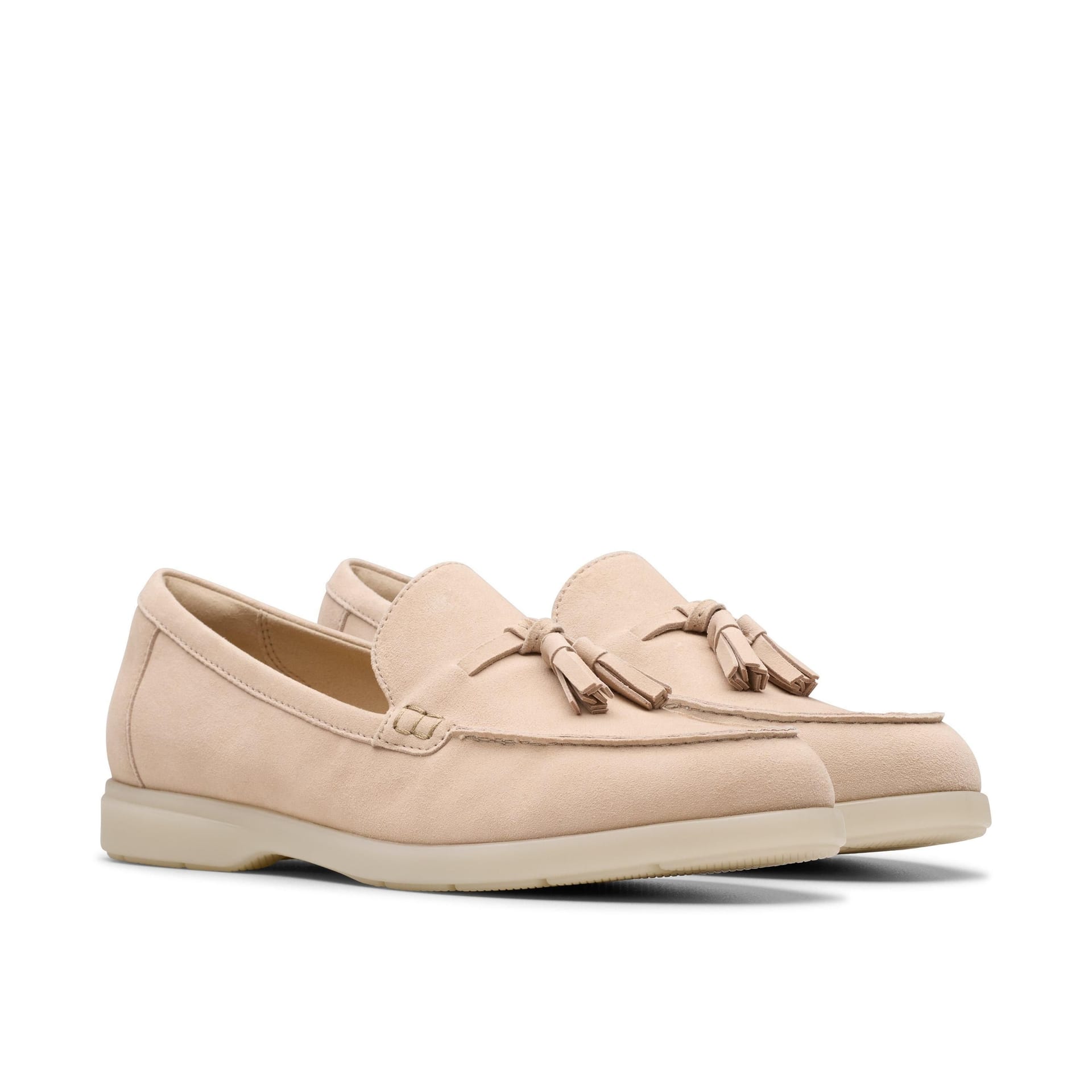 Clarks Clarks Women's Narini Edge Sand Suede Loafers, Slip Ons in Beige - 4