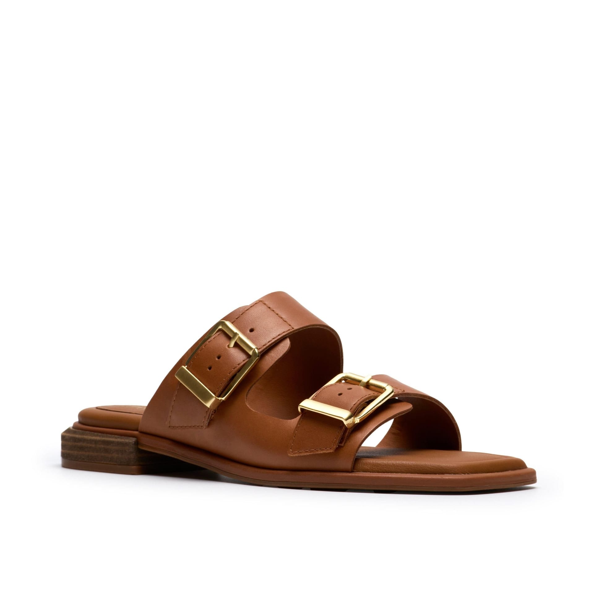 Clarks Clarks Women's Ariany Bay Tan Leather Flat Sandals, Sliders in Brown - 4