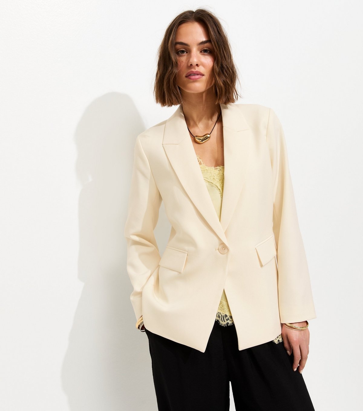 New Look Women's Off White Single Breasted Blazer Jacket New Look - 1