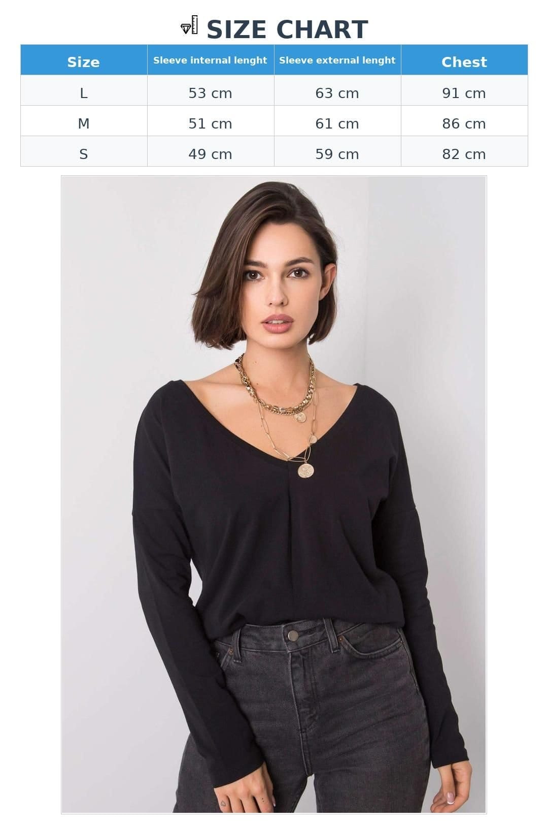 Love Lace Love Lace Women's Larissa Cotton Long Sleeve Basic Blouse Style 162851 in Black - 4
