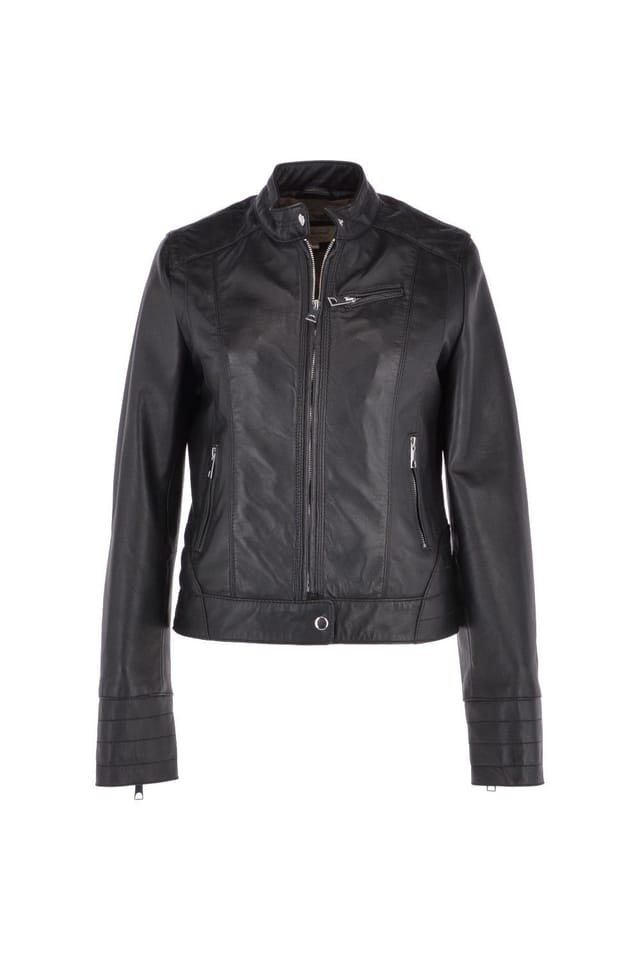 Brampton London Brampton London Women's 'Essen' Real Leather Biker Jacket in Black - 2