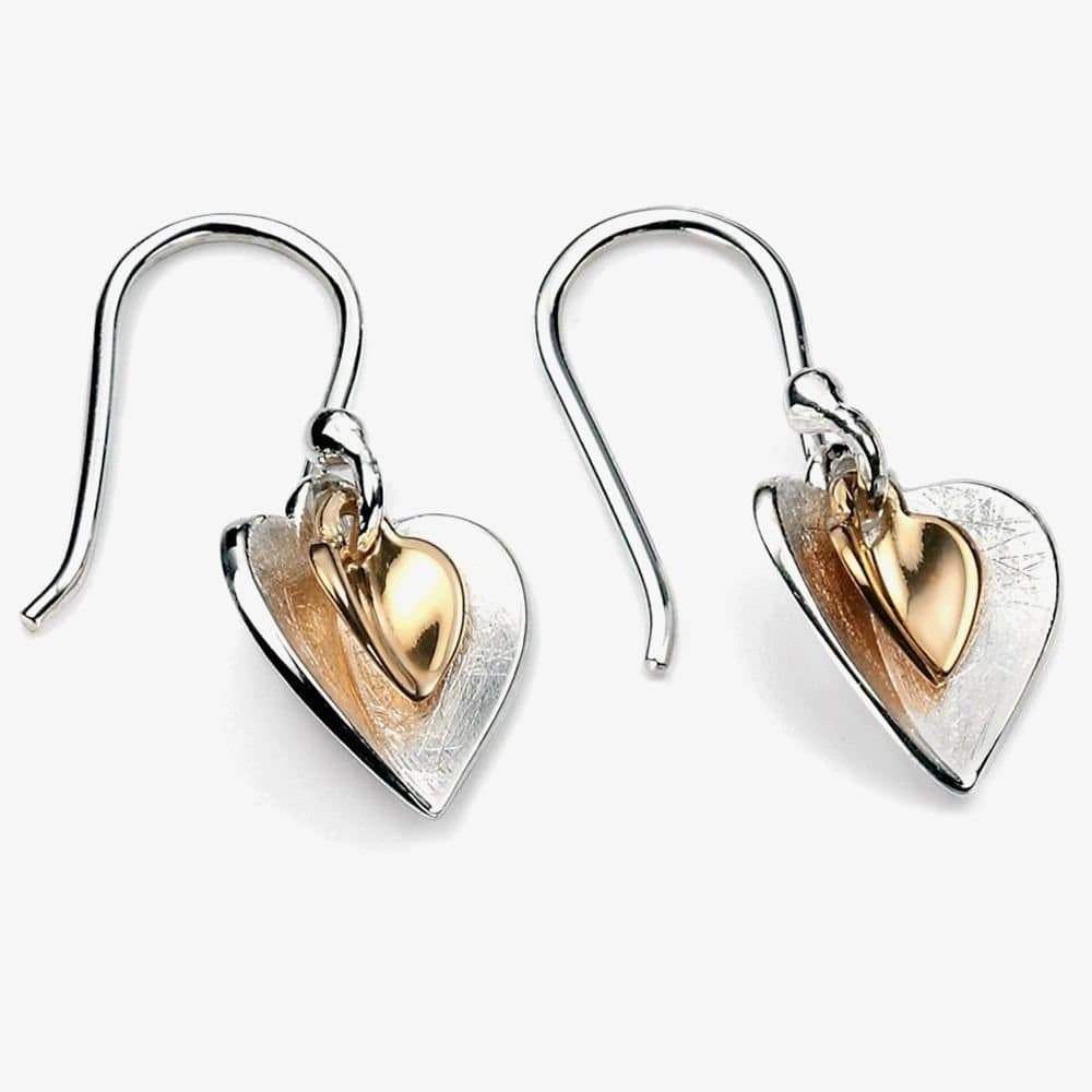 T.H.Baker T.H.Baker Women's Sterling Silver Two-Tone Double Heart Drop