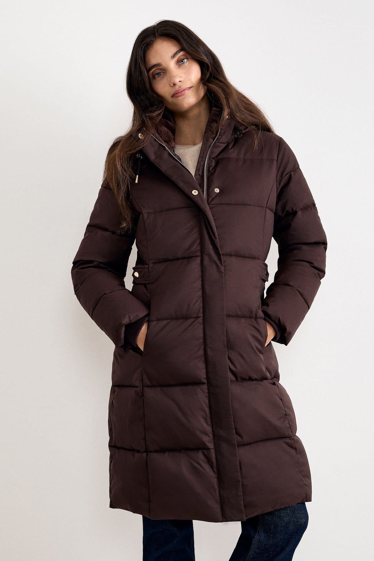 Phase Eight Phase Eight Women's Yasmine Puffer Coat in Dark Brown