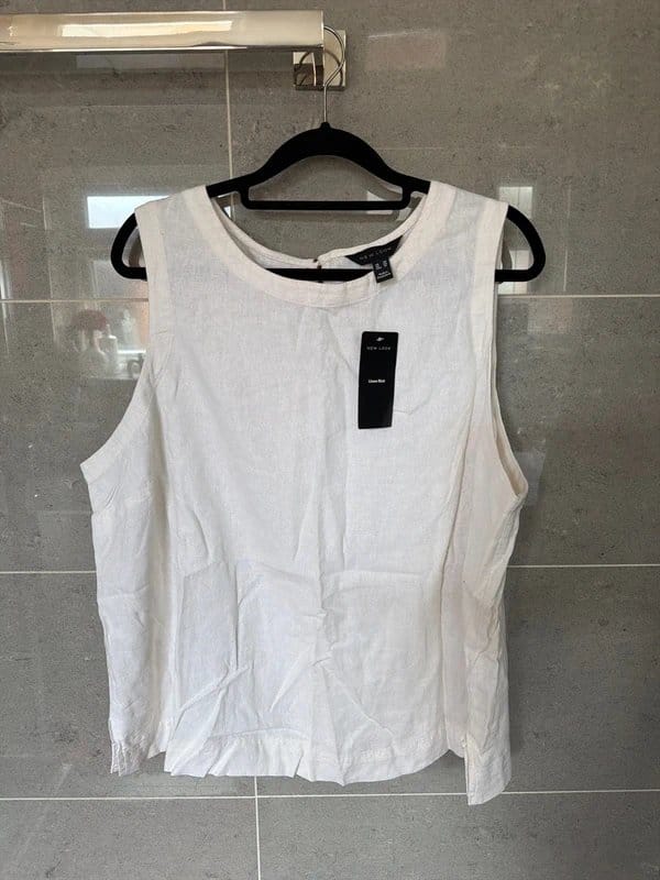 New Look White Linen Sleeveless Top