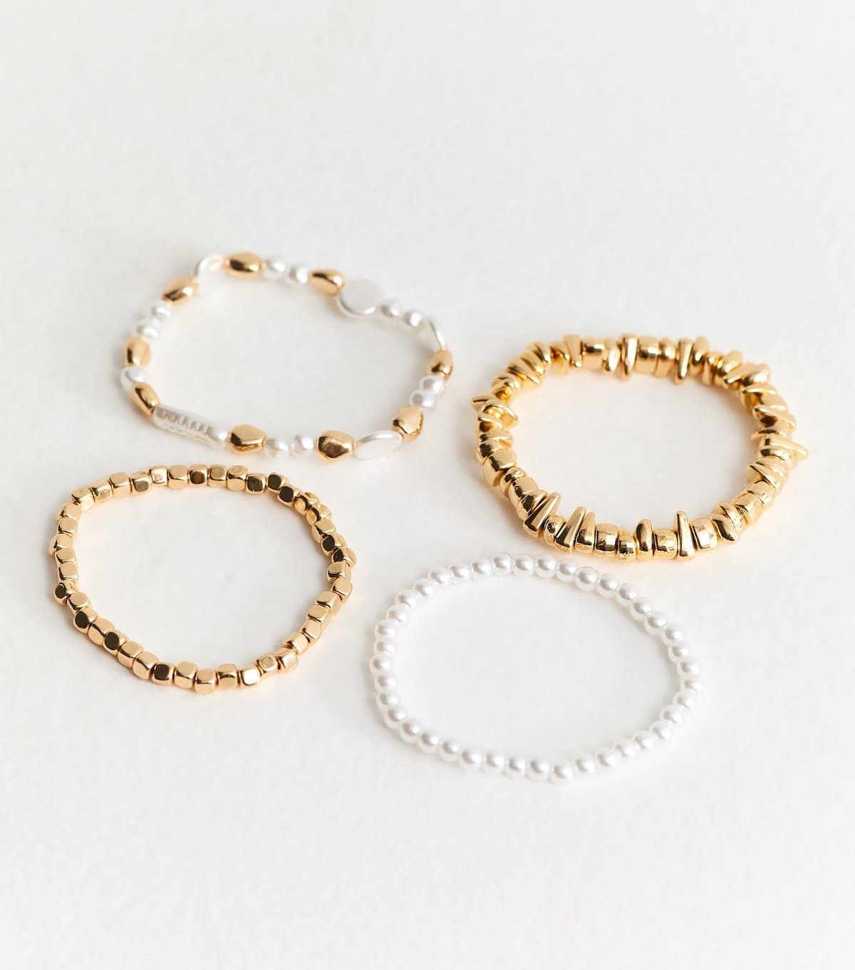 New Look Pack of 4 Mixed Beaded Stretch Bracelets New Look