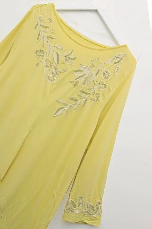 Soft Surroundings New Yellow Iris sequin Boho tunic top size 10/12.