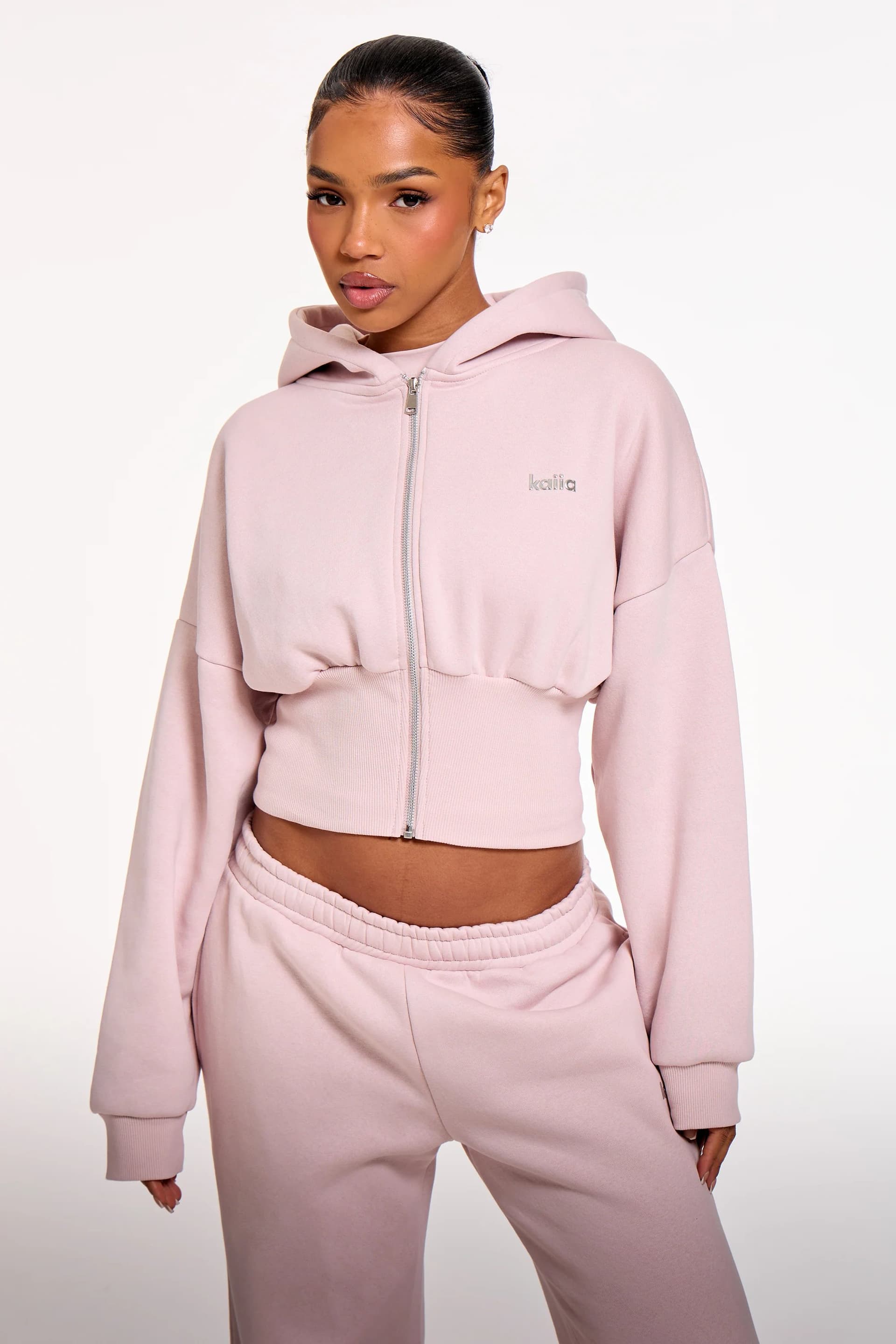 Kaiia Kaiia Pale Dusty Lilac Corset Zip Through Hoodie