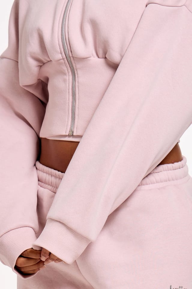 Kaiia Kaiia Chrome Logo Corset Zip Through Hoodie Pale Dusty Lilac - 2