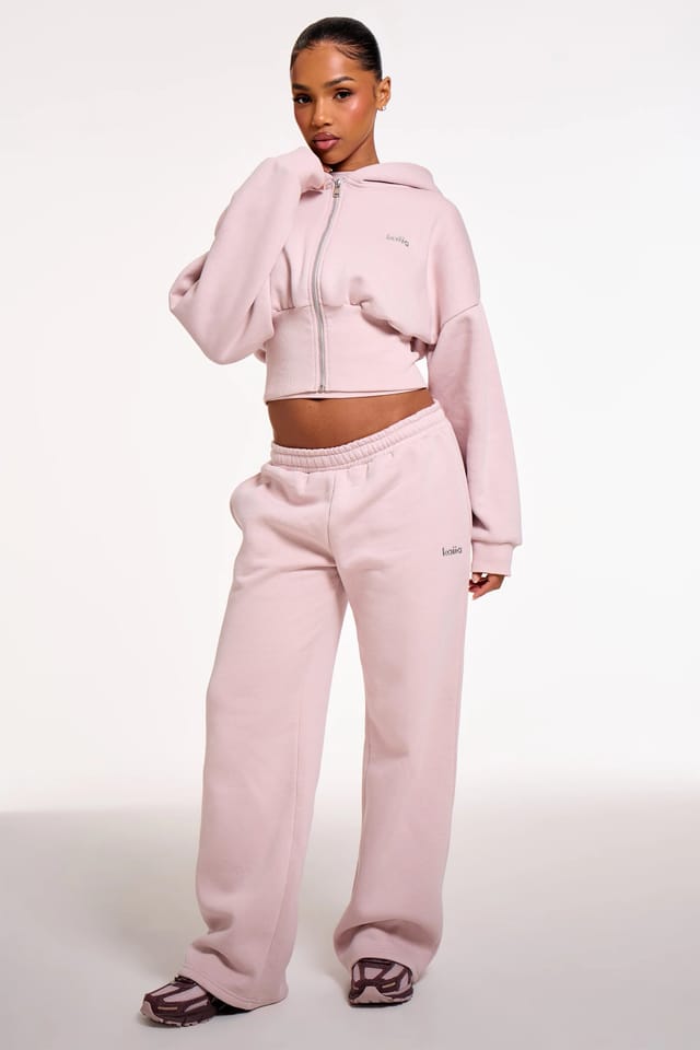 Kaiia Kaiia Chrome Logo Corset Zip Through Hoodie Pale Dusty Lilac - 3