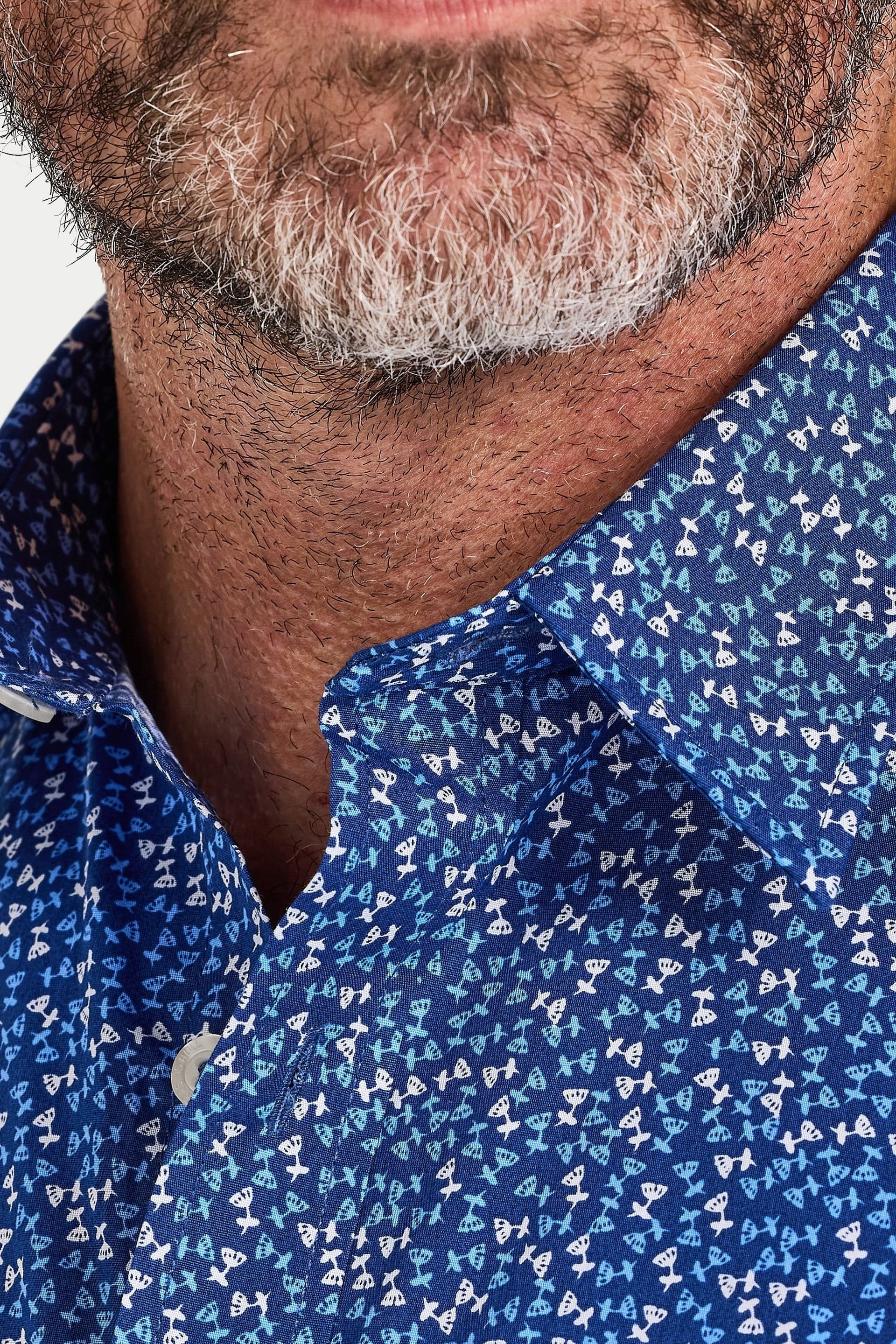 raging bull Raging Bull Men's Short Sleeve Flower Bud Cotton Poplin Shirt in Navy - 4