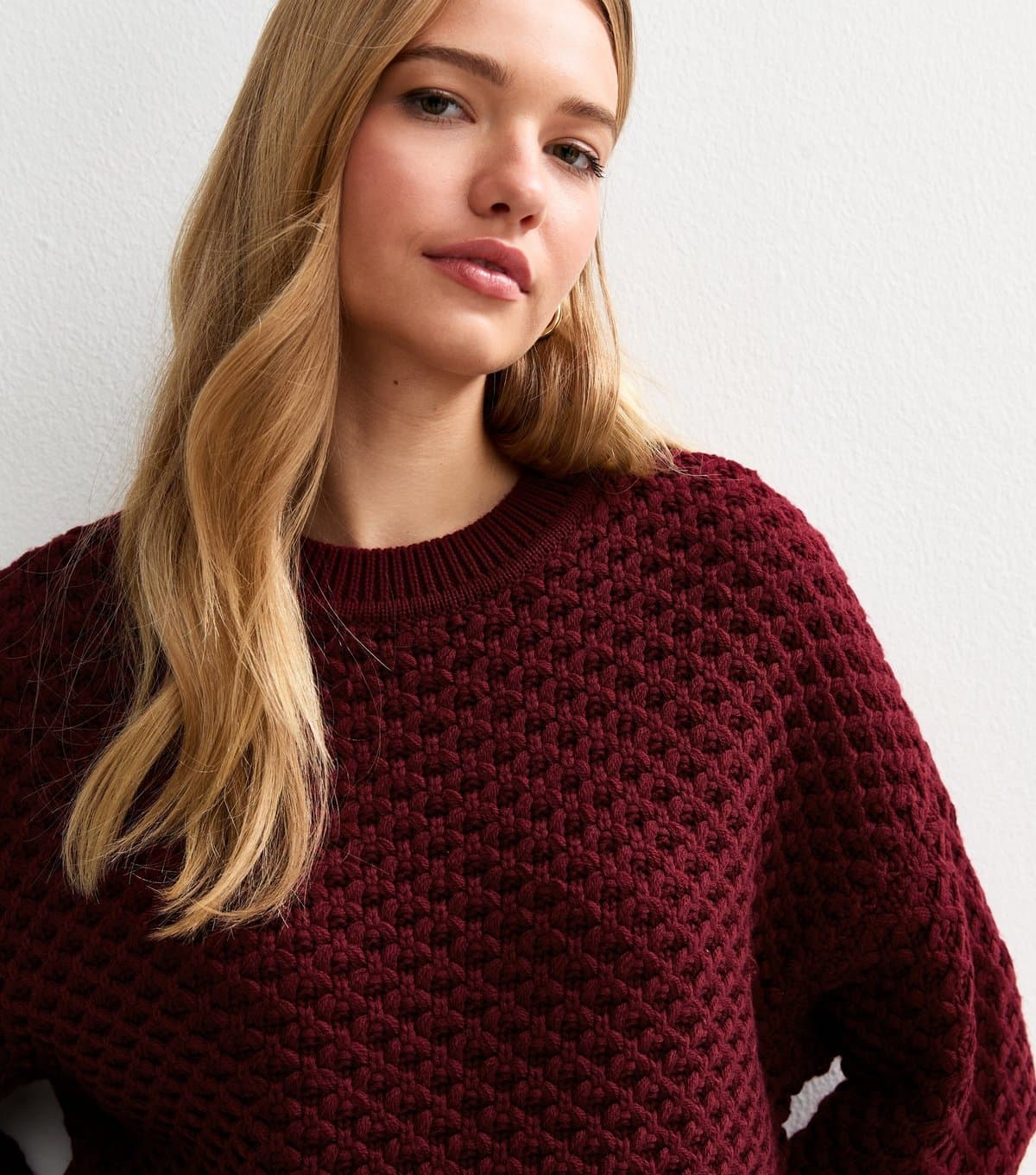 New Look New Look Burgundy Stitch Knit Jumper