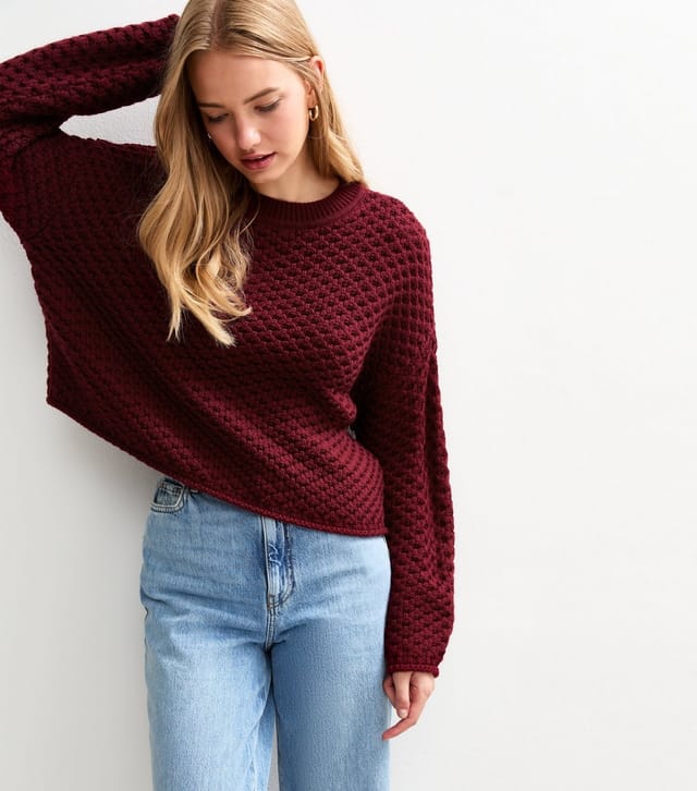 New Look Women's Burgundy Stitch Knit Jumper New Look - 2