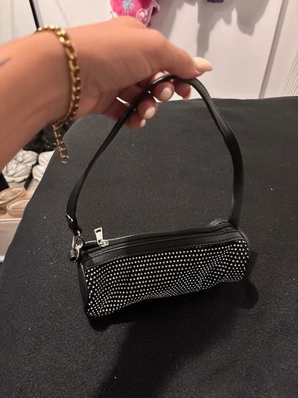ASOS ASOS small black diamanté barrel bag