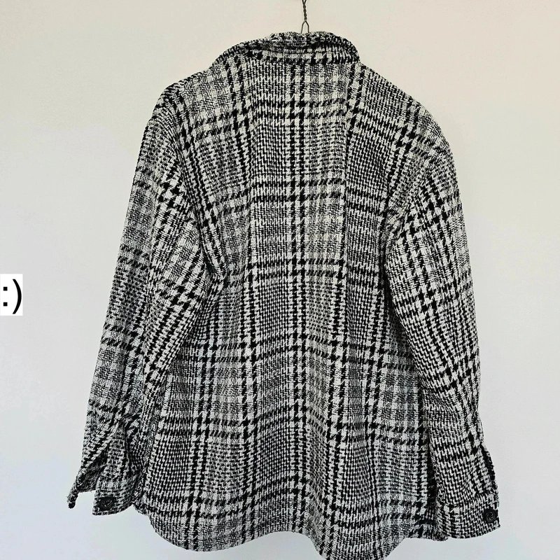 New Look New look 10 shacket weave woven black white checked heavy weight shirt jacket - 1