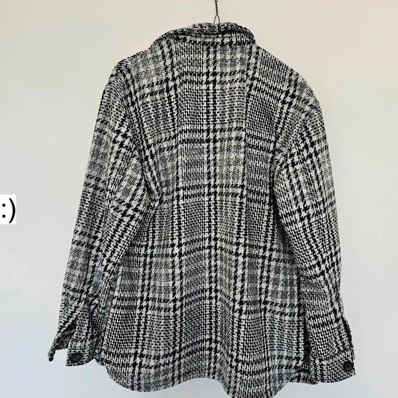 New Look New look 10 shacket weave woven black white checked heavy weight shirt jacket