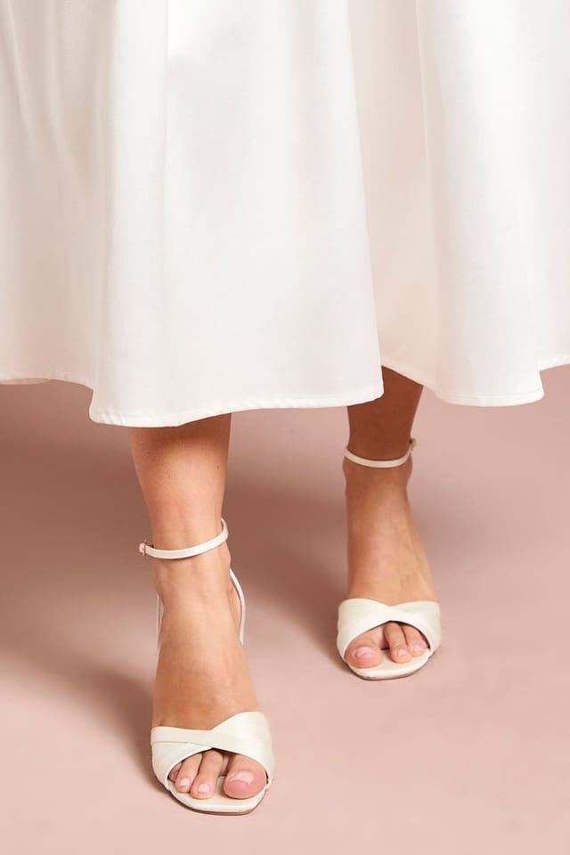 Coast Coast Women's Bridal Bree Satin Cross Over High Stiletto Heel Sandals in White - 2