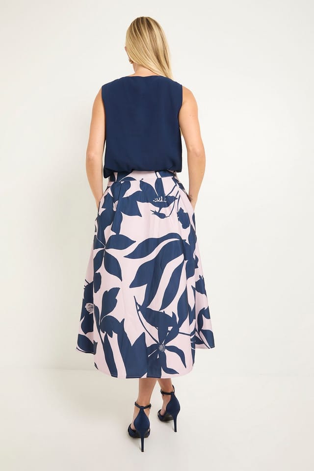 Wallis Wallis Women's Petite Floral Ottoman Twill Skirt in Rose - 3