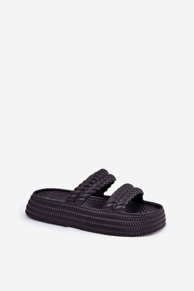 Love Lace Love Lace Women's Platform Foam Flip Flops with Front Straps for Comfort Day in Black - 2