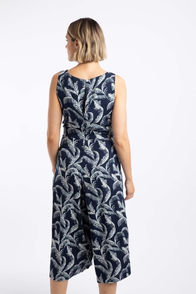 Weird Fish Weird Fish Women's Nalani Printed Viscose Jumpsuit in Dark Blue - 3