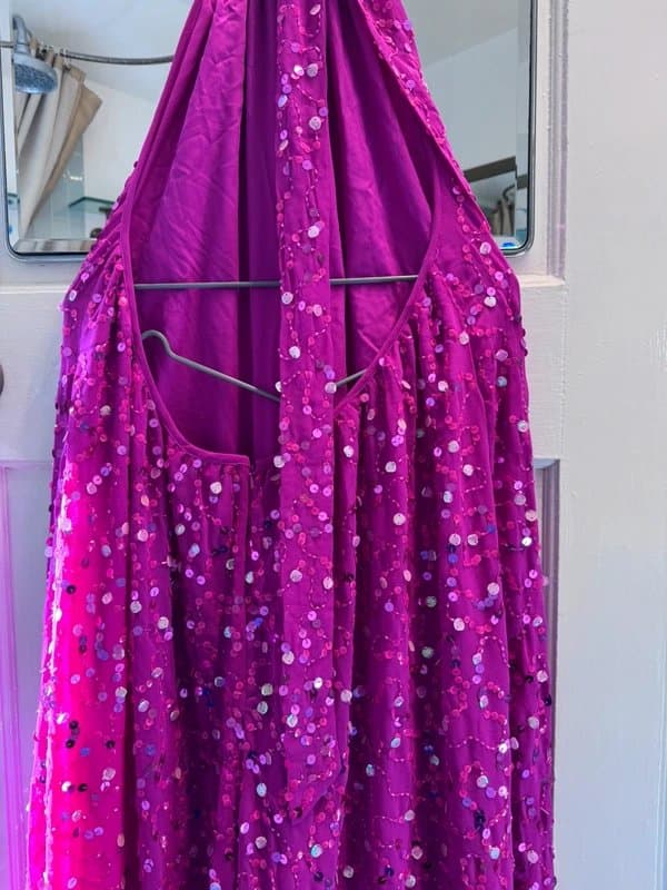ASOS Design Bright pink sequin jumpsuit.