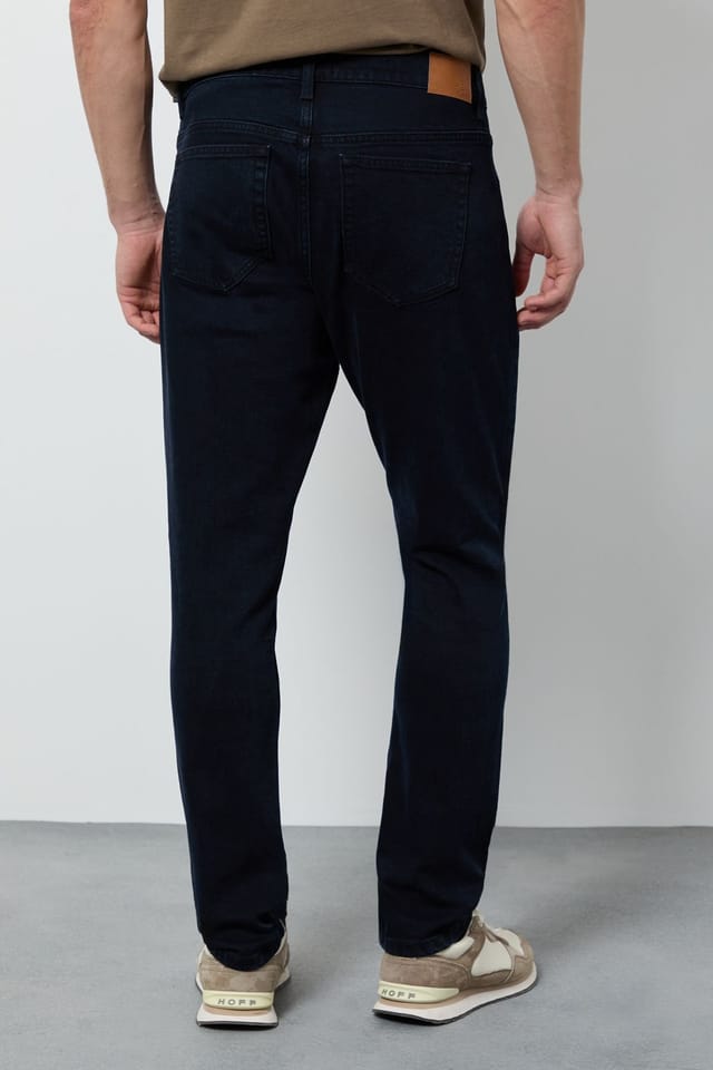 Burton Burton Men's Blue Black Rinse Wash Stretch Slim Fit Jean in Dark Blue - 3