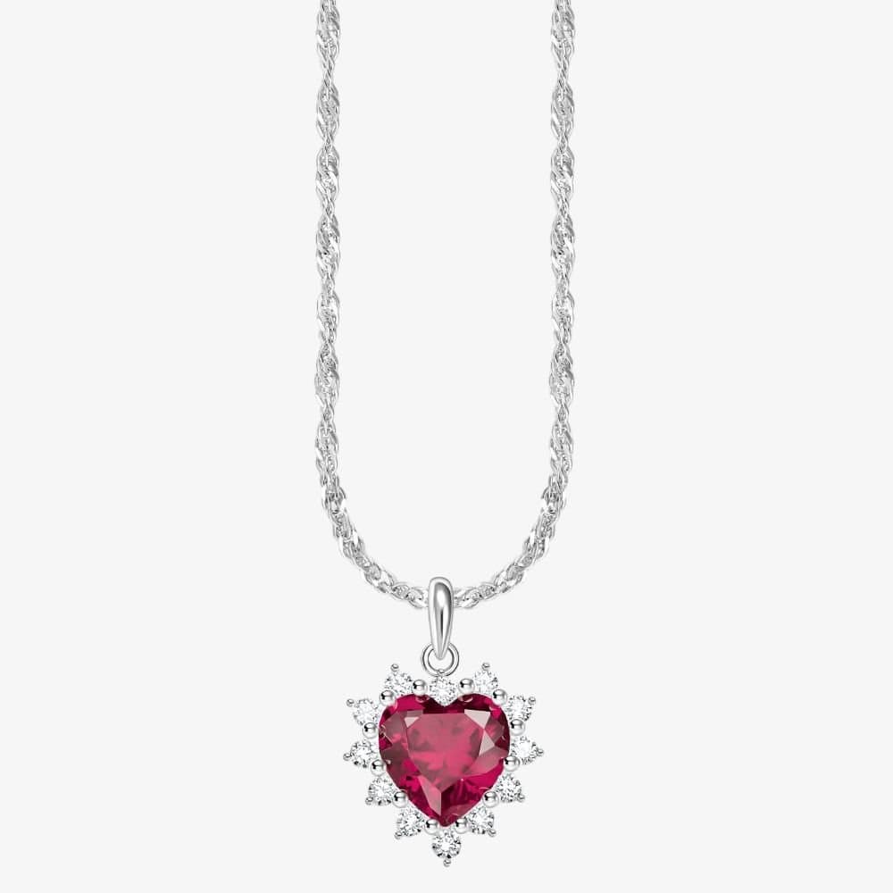 Thomas Sabo THOMAS SABO Women's Romance Silver Red Cubic Zirconia Heart Pendant Necklace KE2305-013-10-L45V