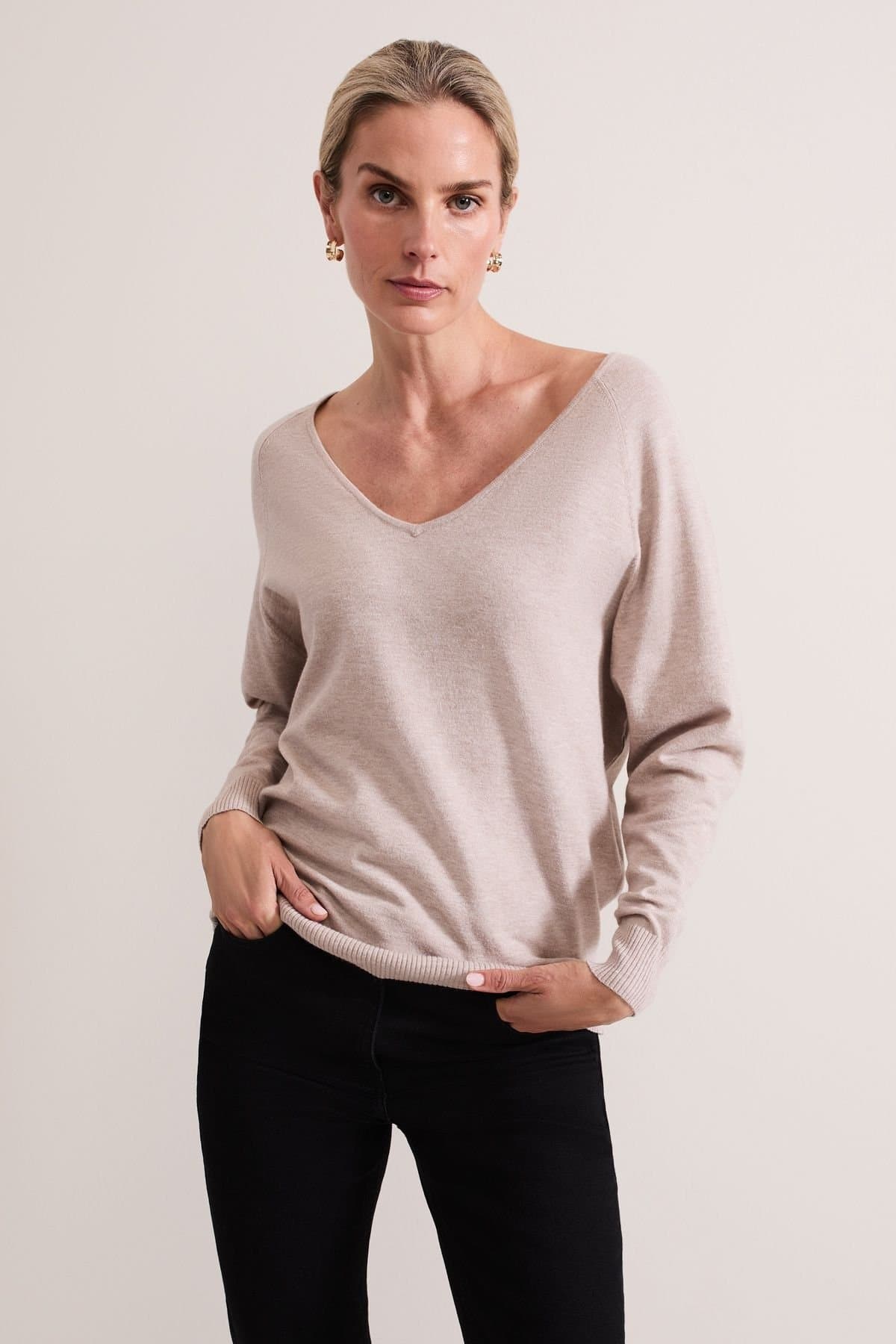 Phase Eight Phase Eight Cream Fine Knit V-Neck Jumper