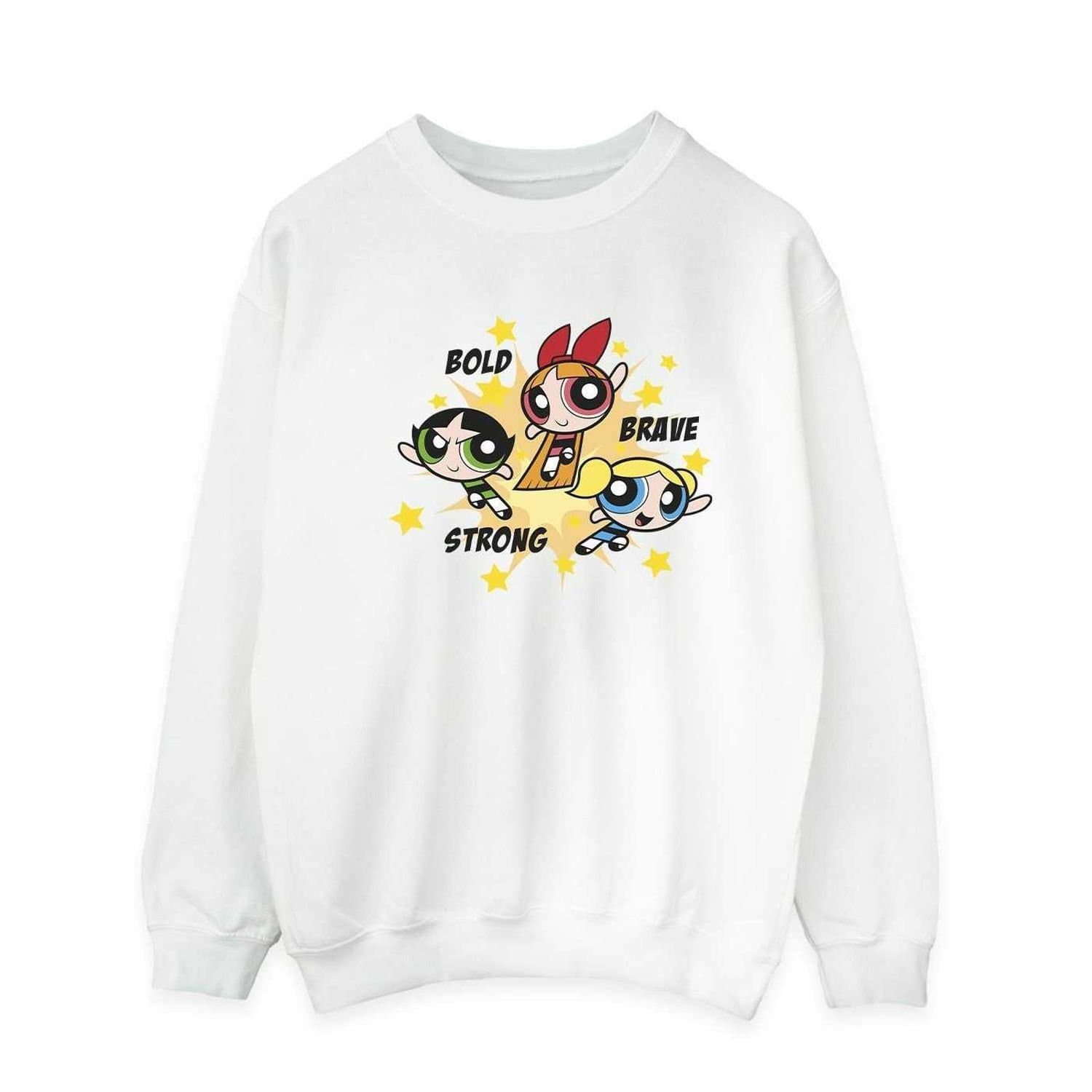 Powerpuff Girls Powerpuff Girls Men's Bold Brave Strong Sweatshirt in White