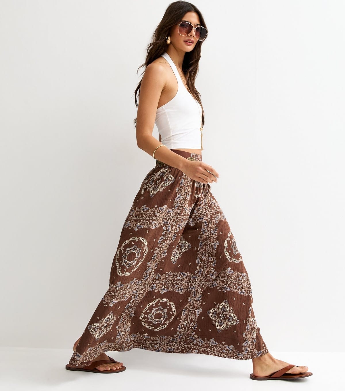 New Look Women's Brown Bandana Print Maxi Circle Skirt New Look - 4