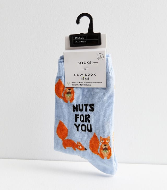 New Look Bright Blue Nuts for You Squirrel Socks New Look - 2