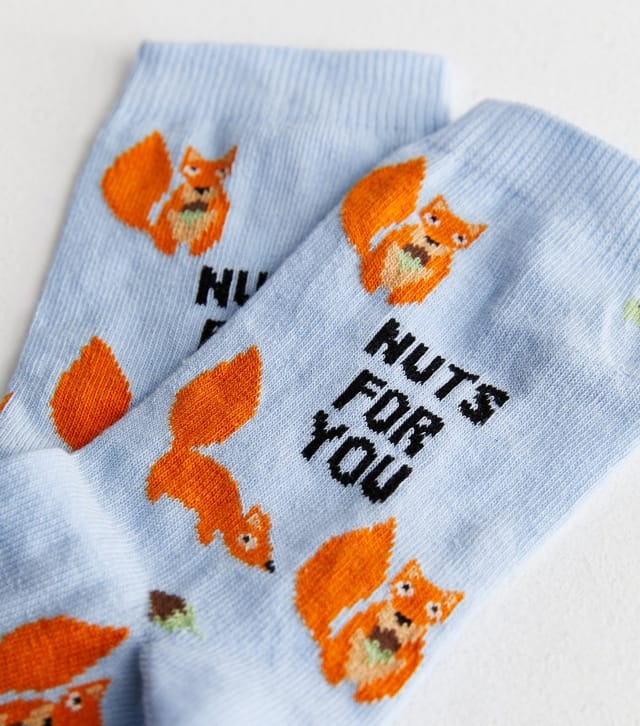 New Look Bright Blue Nuts for You Squirrel Socks New Look - 3