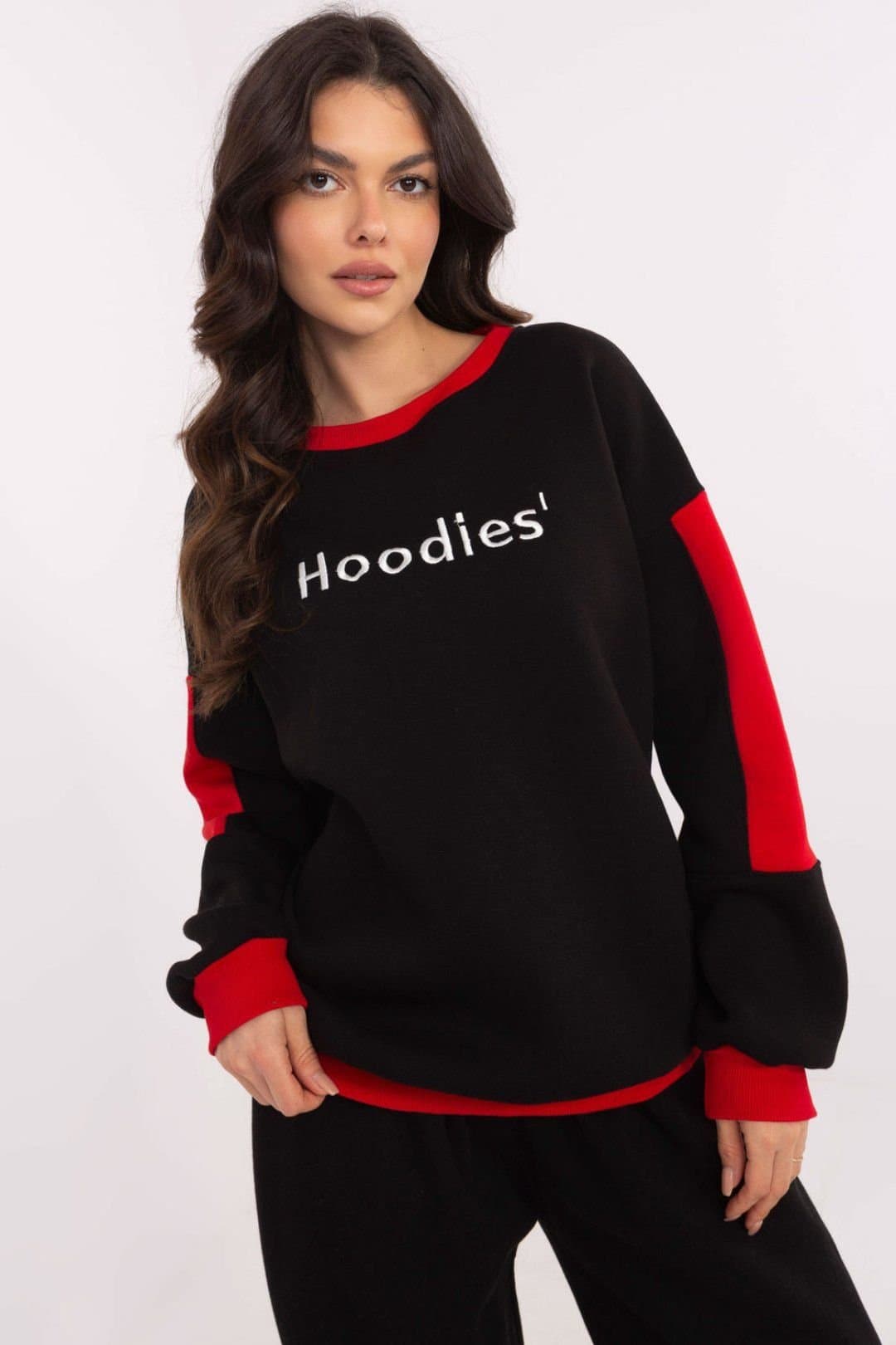 Love Lace Love Lace Women's Casual Cotton Polyester Sweatshirt with Slogan in Black