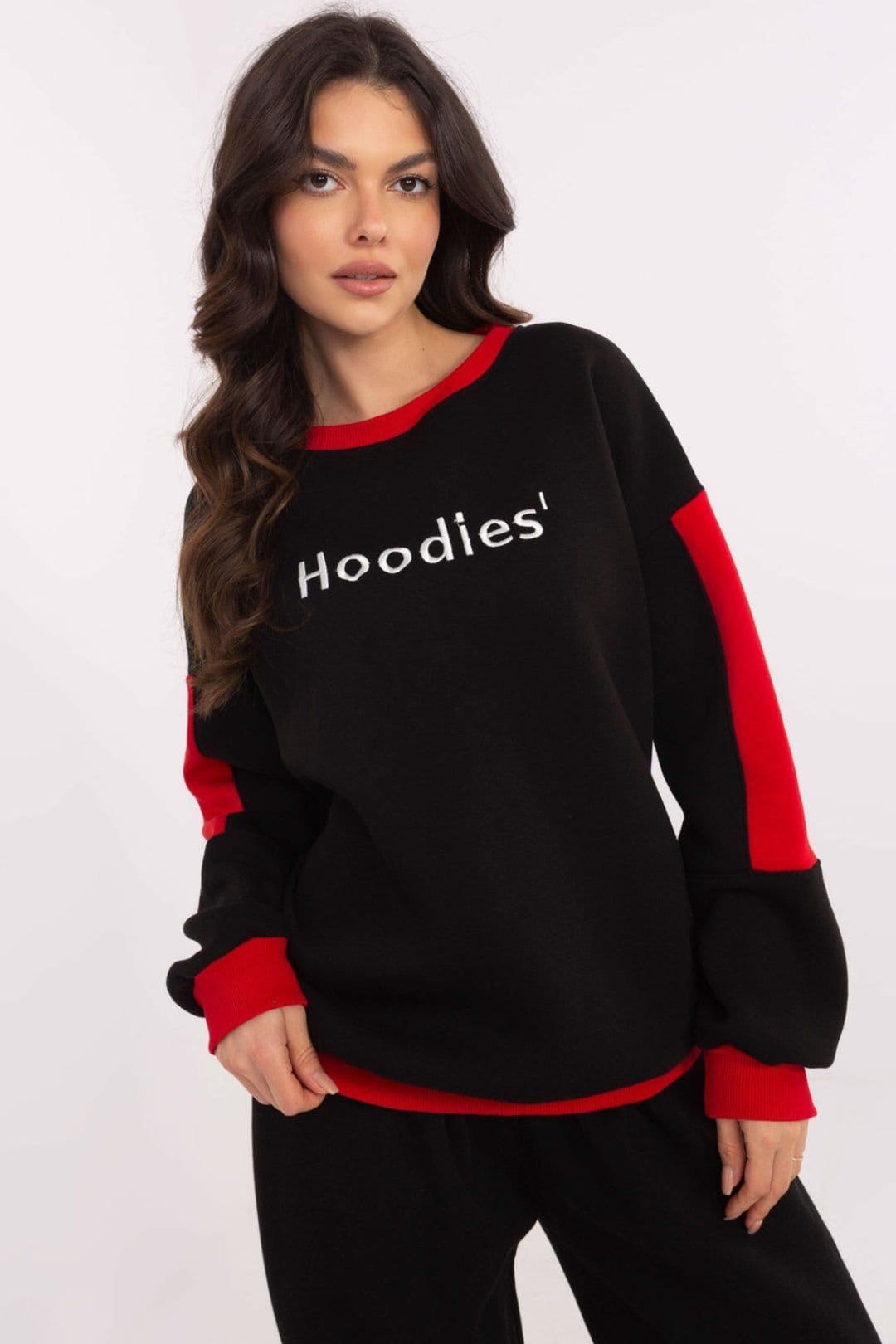 Love Lace Black Cotton Polyester Sweatshirt with Slogan