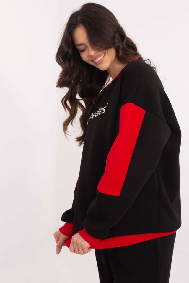 Love Lace Love Lace Women's Casual Cotton Polyester Sweatshirt with Slogan in Black - 2