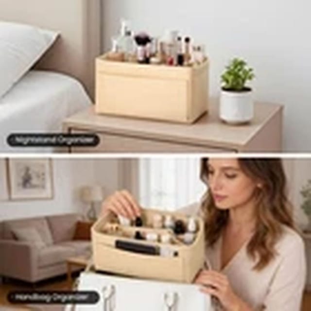 EONLION EONLION Women's Beige Premium Felt Bag Organizer Insert Multi-Pocket Handbag Organizer - 3