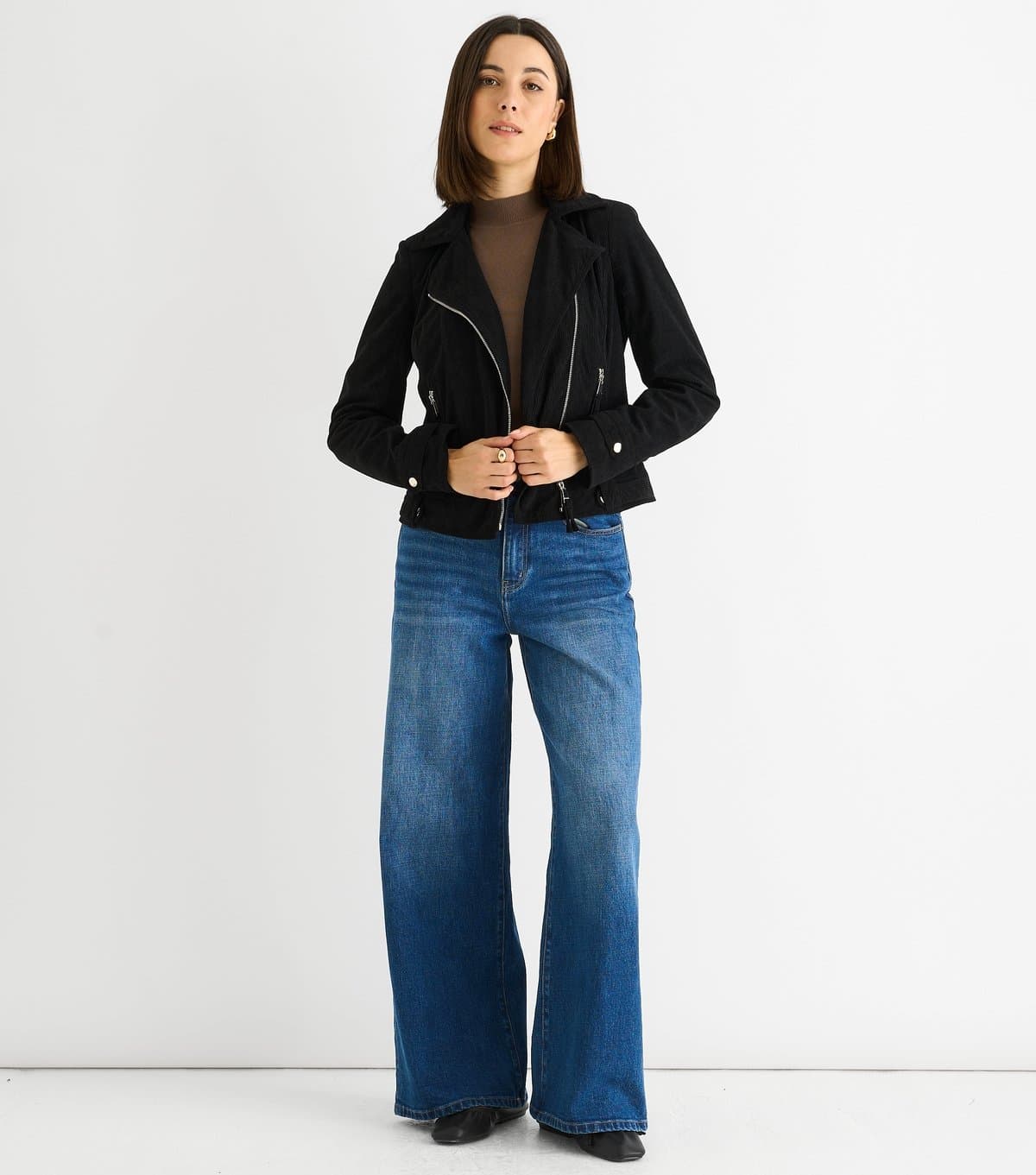 Gini London Gini London Black Corduroy Biker Jacket